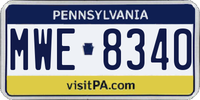 PA license plate MWE8340