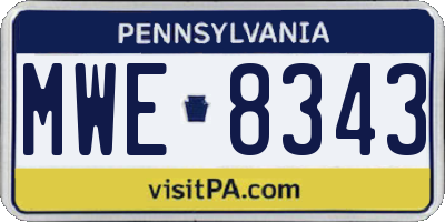 PA license plate MWE8343