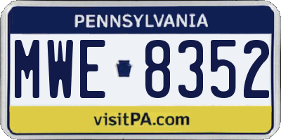 PA license plate MWE8352