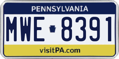 PA license plate MWE8391