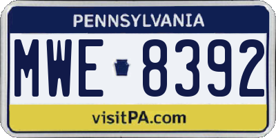 PA license plate MWE8392