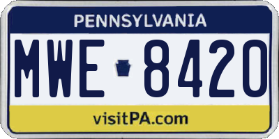 PA license plate MWE8420