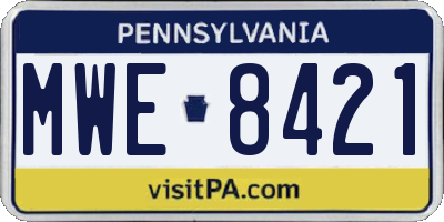 PA license plate MWE8421