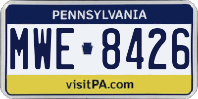 PA license plate MWE8426