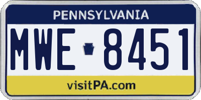PA license plate MWE8451