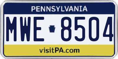 PA license plate MWE8504