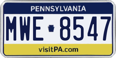 PA license plate MWE8547