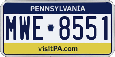 PA license plate MWE8551
