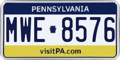 PA license plate MWE8576