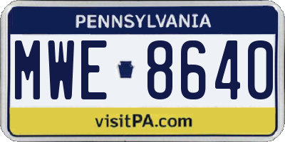 PA license plate MWE8640