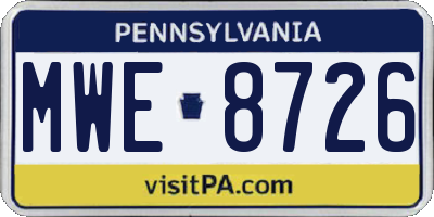 PA license plate MWE8726