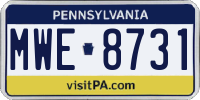 PA license plate MWE8731