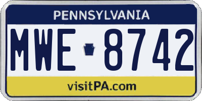 PA license plate MWE8742