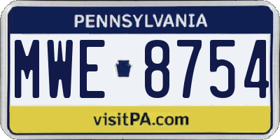 PA license plate MWE8754