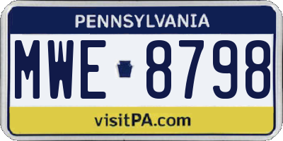 PA license plate MWE8798