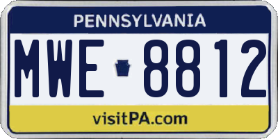 PA license plate MWE8812