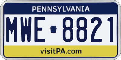 PA license plate MWE8821