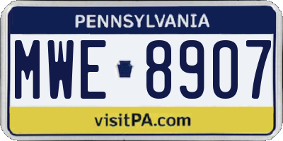 PA license plate MWE8907