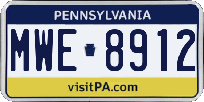 PA license plate MWE8912