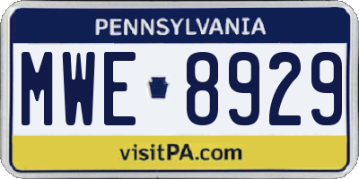 PA license plate MWE8929