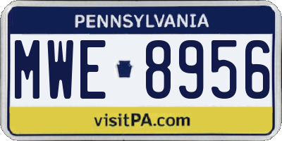 PA license plate MWE8956