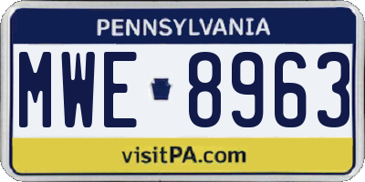 PA license plate MWE8963