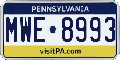 PA license plate MWE8993