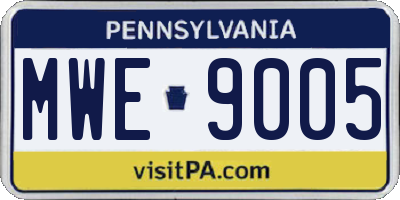 PA license plate MWE9005
