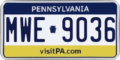 PA license plate MWE9036