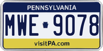 PA license plate MWE9078