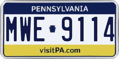 PA license plate MWE9114