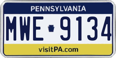 PA license plate MWE9134