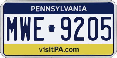 PA license plate MWE9205