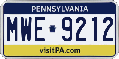 PA license plate MWE9212