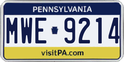 PA license plate MWE9214