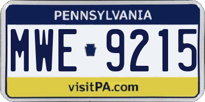 PA license plate MWE9215