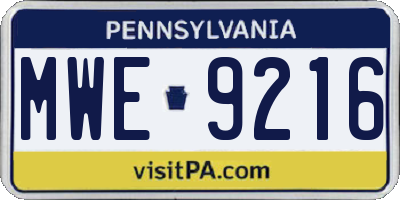 PA license plate MWE9216