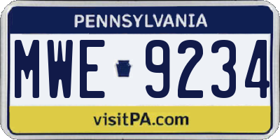 PA license plate MWE9234