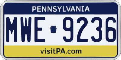PA license plate MWE9236