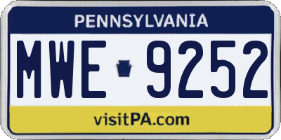 PA license plate MWE9252