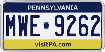 PA license plate MWE9262