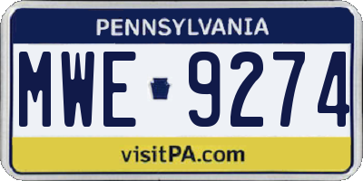 PA license plate MWE9274