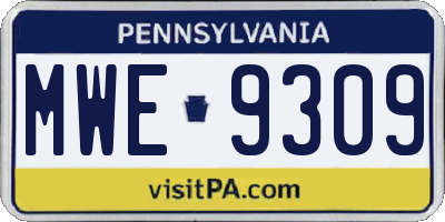 PA license plate MWE9309