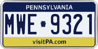 PA license plate MWE9321