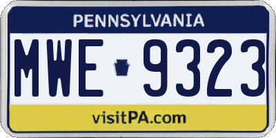 PA license plate MWE9323