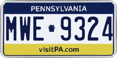 PA license plate MWE9324