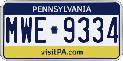 PA license plate MWE9334