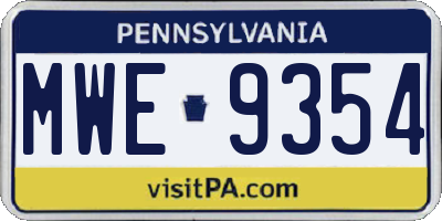 PA license plate MWE9354