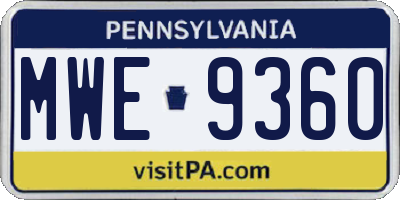PA license plate MWE9360