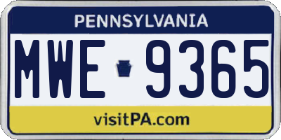 PA license plate MWE9365